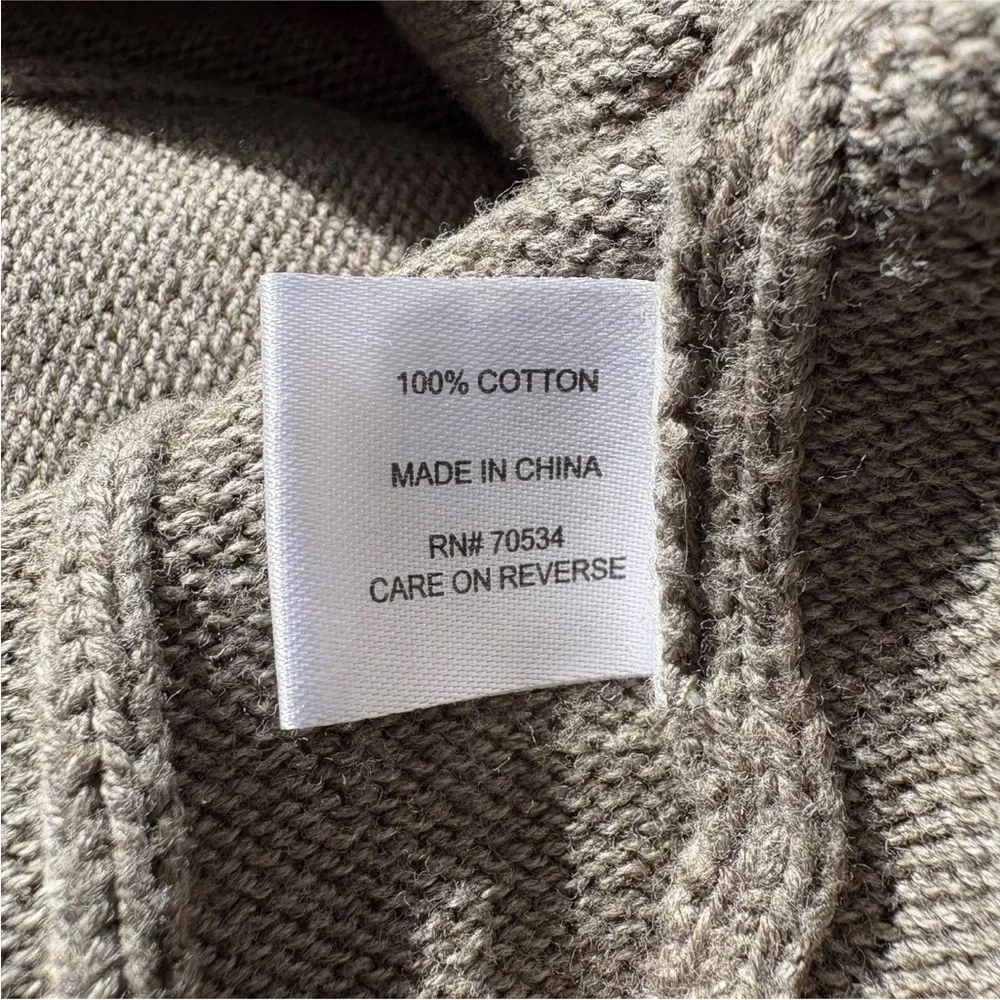 Orvis Olive Green Ribbed Knit Cotton Crewneck Sweater Mens Size Large‎ (1349)